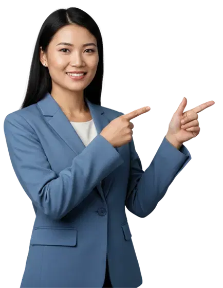 Professional woman pointing to partners